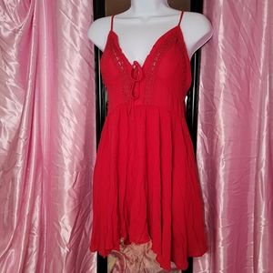 Lace up back mini dress